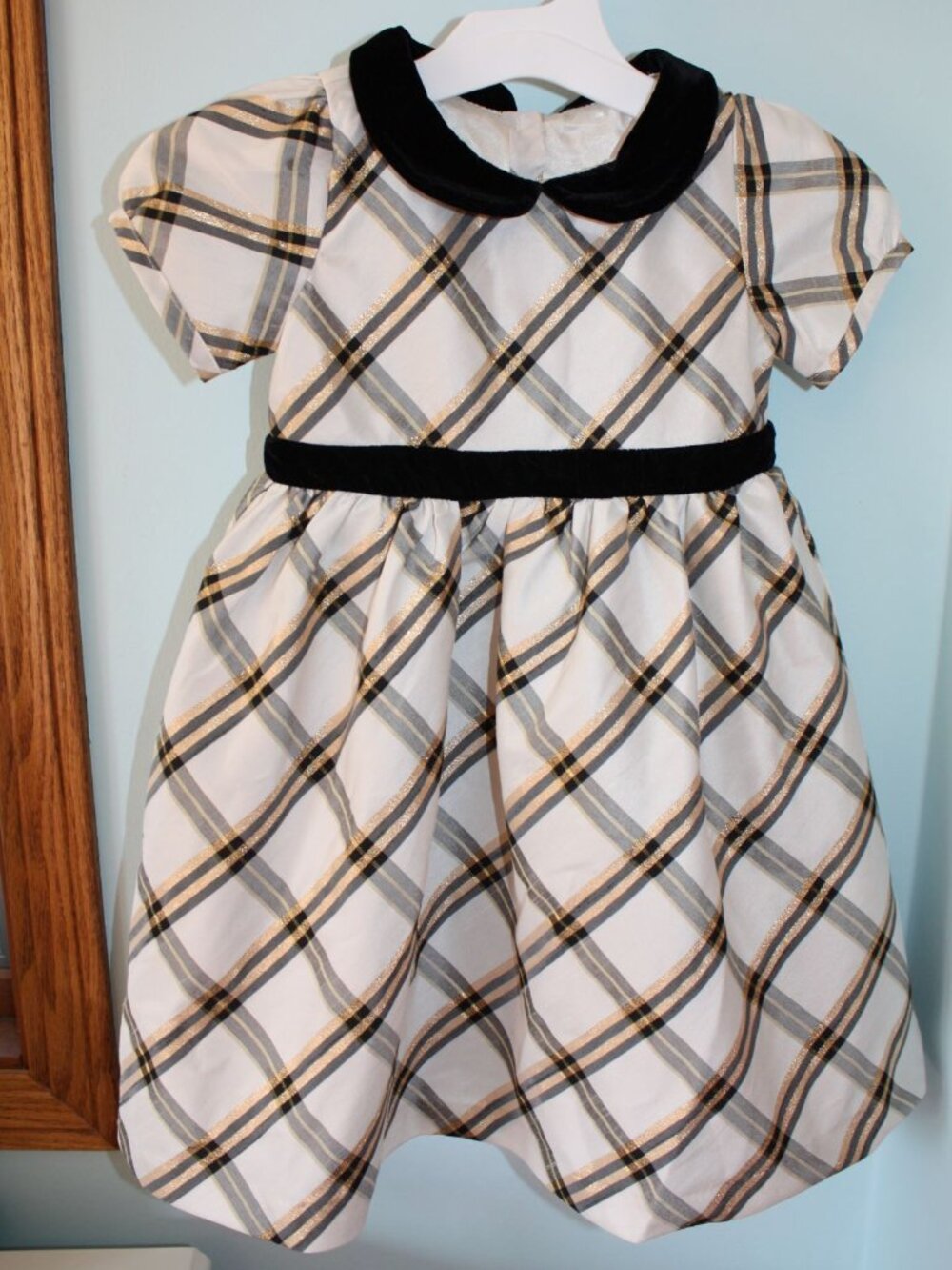 Gymboree 4T WINTER WONDERLAND Plaid Dupioni Woven Velvet Lined Christmas Dress